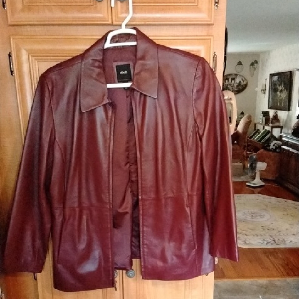 JLC New York Deep Red Leather Jacket